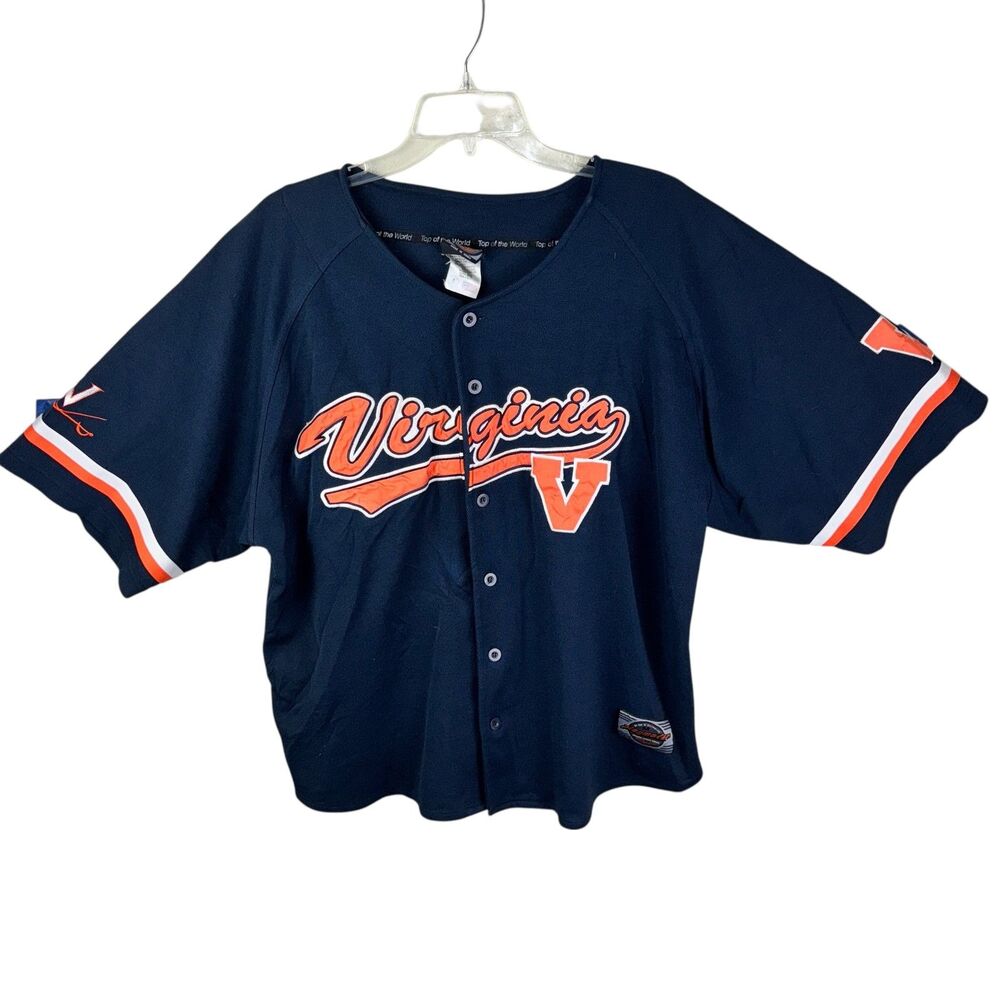 Virginia Cavaliers Blue‎ Button Up Baseball Jersey Men’s Sz M Medium